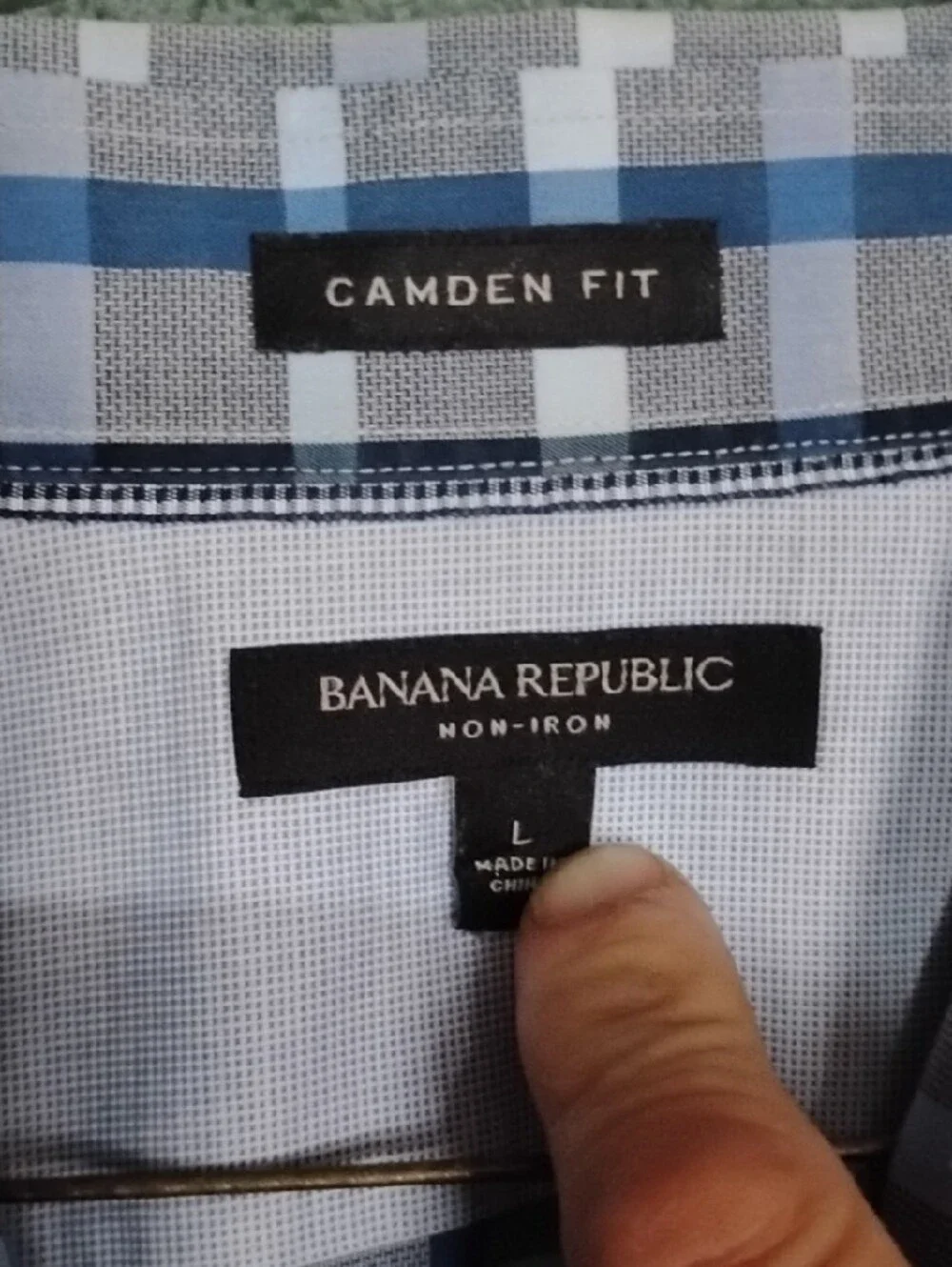 Banana Republic Light Blue and Gray Plaid Button-Down Shirt